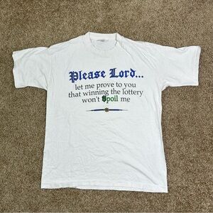 Vintage 90s Jesus Tee‎ Winning The Lottery Won’t Spoil Me T-shirt Size L Funny